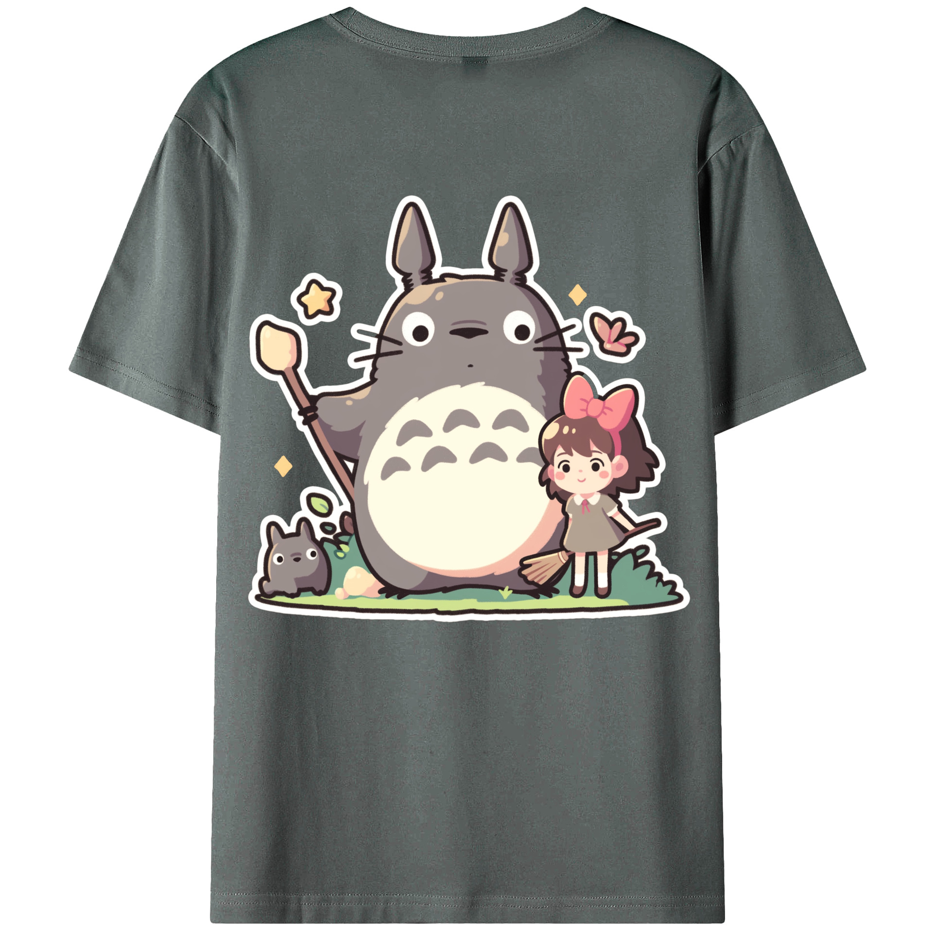 （画像用） となりのトトロ 草壁メイ 草壁サツキ My Neighbor Totoro Satsuki Kusakabe Mei Kusakabe 綿100％ メンズ半袖Tシャツ（バックプリント） 通気性
